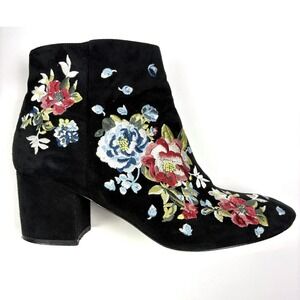 White House Black Market Titus Suede Floral Emboidery Booties Womens Sz 8M Pink